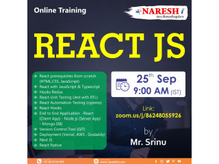 Free Demo On React JS Course in Hyderabad - NareshIT